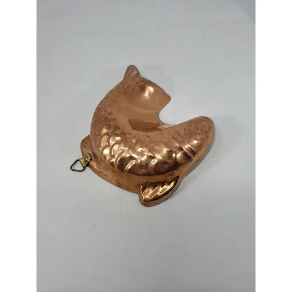 Vintage Metal Fish Mold Hanging Wall Decor Made In Korea Small Copper Color